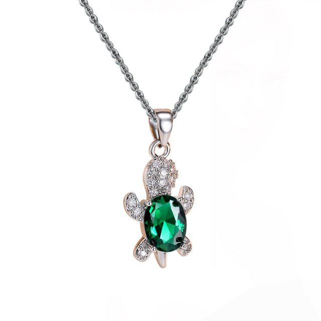 Openpig Collier Tortue Pierre de Naissance Bijoux pour Femmes Bleu Joli Traité