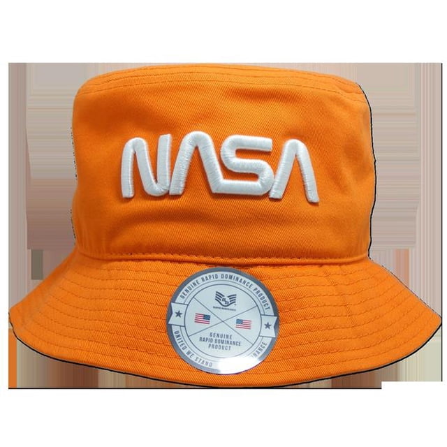 Rapid Dominance Worm NASA Relaxed Bucket Hat, Orange - Large & Extra Large