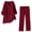Red, variant on BYHONG Womens 2 Piece Outfits Wide Leg Blouse Pockets Elastic Pants Sets Casual V Neck Shirt Trousers Fashion Streetwear Womens Pant Suits White M