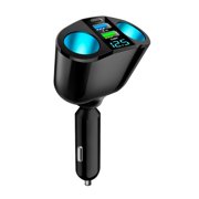 Dual USB Car Charger 2 Port LCD Display 12-24V Cigarette Car Fast Socket Socket Adapter Charger Lighter Power Car Styling C