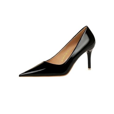 Woobling Ladies Comfort Pumps Walking Lightweight Stiletto Elegant High Heels Black 7.5cm 9