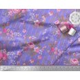 thumbnail image 3 of Soimoi Tissu Popeline de Coton Rayé, Feuilles & Roses Imprimé Floral au Mètre 56 Pouces de Large, 3 of 3