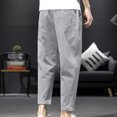 thumbnail image 4 of Men Fashion Summer Solid Casual Button Elastic Waist With Pocket Pants RXIRUCGD Gris, Taille: TG, 4 of 5