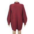 thumbnail image 4 of LUXUR Chandail pour Femmes, Chandail Uni, Hauts, Chandail Chaud d'Hiver, Chandails Tricotés Décontractés, Manches Longues, Rouge Vin, m, 4 of 4