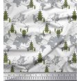 thumbnail image 3 of Soimoi Green Satin Silk Fabric Tree & World Map Printed Craft Fabric by the Yard 42 Inch Wide, 3 of 3
