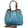 thumbnail image 1 of Italian Artisan 595-2656-Azure Irina Made of Raffia & Leather Double Handle Handbag , Azure - Medium, 1 of 1
