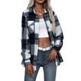 thumbnail image 1 of Women Plaid Flannel Shirt Jacket Button Down Lapel Long Sleeve Shacket Cardigan Coats Fall Spring Clothes, 1 of 7