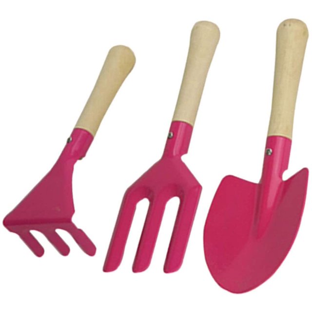3 PCS Garden Tools Pot Planting Tools Mini Shovel Gardening Tools for Family Kids (Pink)
