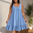 thumbnail image 2 of Sentmoon Robes Élégantes pour Femmes Été 2026 Couleur Unie Sans Manches Col Ras du Cou Robes Hawaïennes pour Femmes Coupe Ample Grande Taille pour le Quotidien et le Trajet Bleu G, 2 of 9