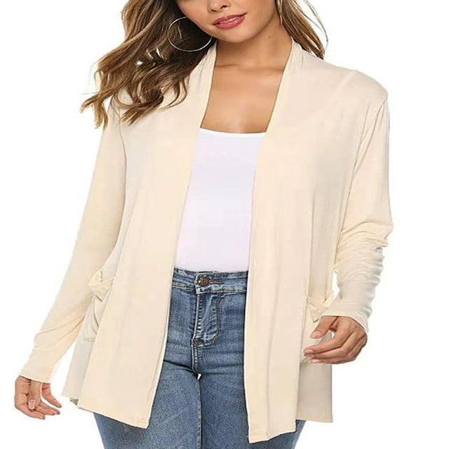 Cardigan Femme Couleur Unie Manches Longues Tricot