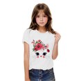 thumbnail image 2 of Rbaofujie T-Shirts pour Fille à Manches Courtes, Jolis T-Shirts Graphiques à Col Rond, Imprimé de Chat de Dessin Animé, Hauts d'Été, 2 of 4