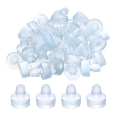 Unique Bargains 36Pack 5.5mm/0.22 Glass Table Top Bumpers with Stem for Patio Table Cabinet Fits 1/4Inch Hole, Clear