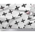 thumbnail image 3 of Soimoi White Moss Georgette Fabric Brush Stroke Abstract Printed Fabric 1 Yard 42 Inch Wide, 3 of 3