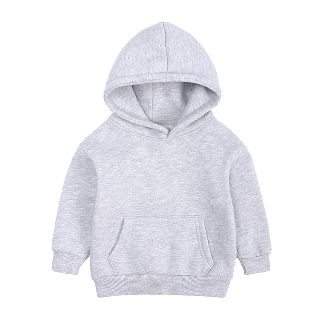 FAOWME Sweat à Capuche pour Garçons et Filles, Couleur Unie, Gris 3-4 Ans