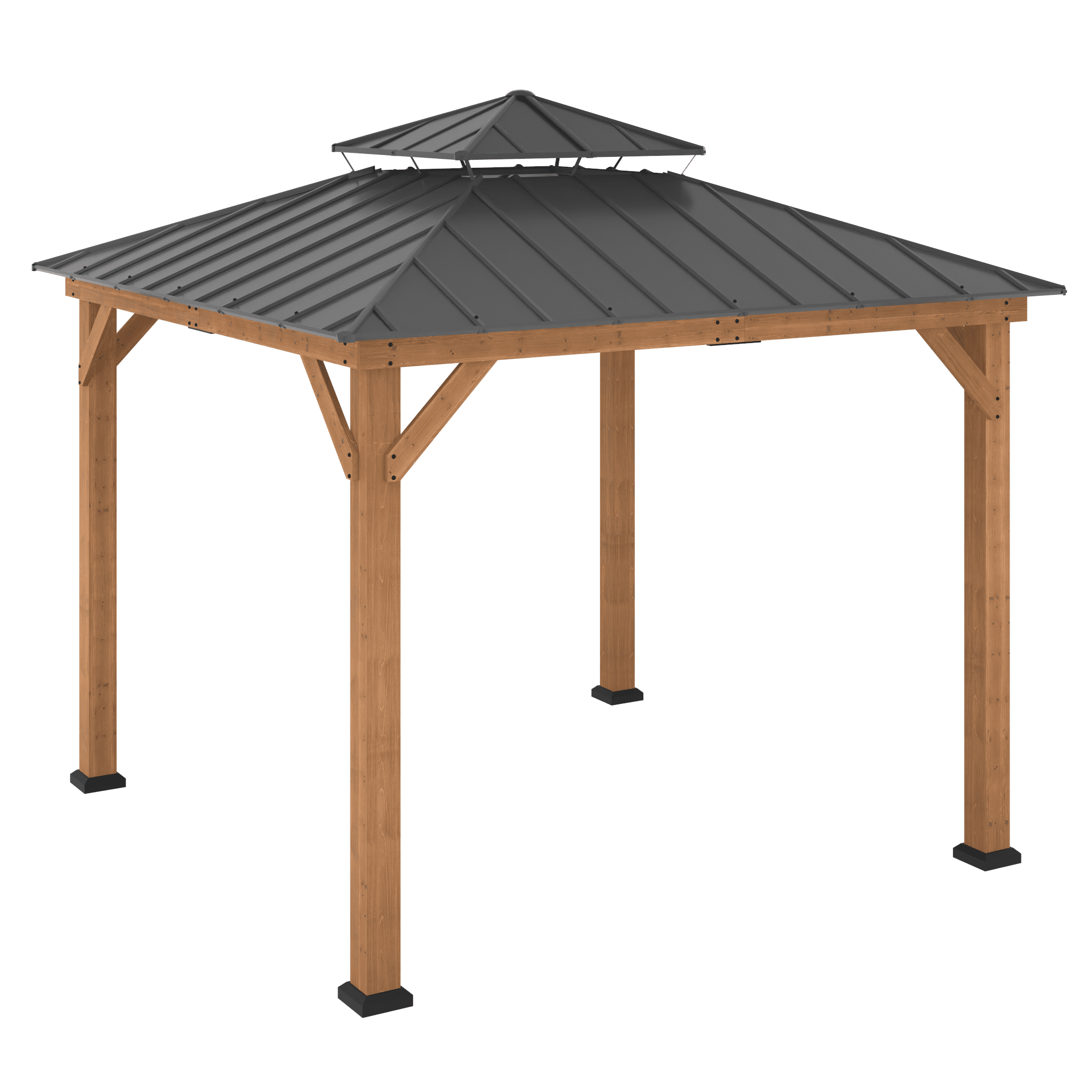 Abri de jardin carré en cèdre à toit rigide HOMETRENDS, 3,3 m x 3,3 m, noir
