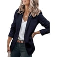 thumbnail image 2 of Innerwin Blazers Solid Color Women Cardigan Jacket Work Shawl Neck Slim Fit Business Jackets Dark Blue 5XL, 2 of 7