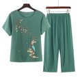 thumbnail image 2 of Birdeem Blouses pour Femmes Ensemble Estival Décontracté Imprimé à Manches Courtes Col Rond Haut Pantalon Tailleur Mince Usé Extérieur Tenue d'Intérieur, 2 of 12