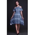thumbnail image 2 of Bimba Robe Droite à Épaules Dénudées pour Femmes, Tunique de Fête à Col Rond, Imprimée Teinture sur Nœuds Bleue - XXX-Large, 2 of 6