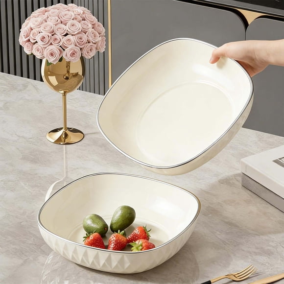 Fruits Assiette à en Plastique 20x20 cm Plateau de Légumes en Plastique Blanc Bol à Salade avec Panier d'Égouttage pour Collations et Rangement de Cuisine (1 Pcs) Rkxzt