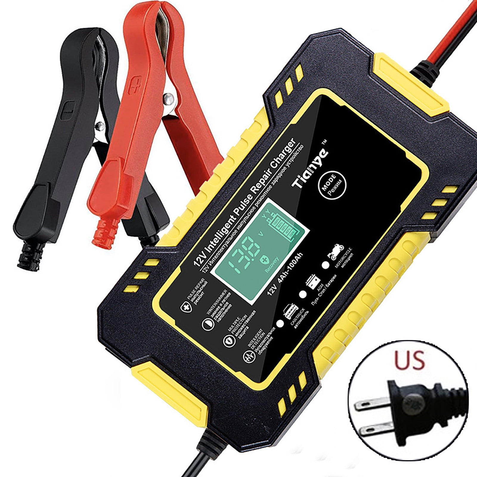 EGNMCR Car Battery Charger, 12V/6A Smart Automatic Battery Charger Automotive for Car Turn on the power
