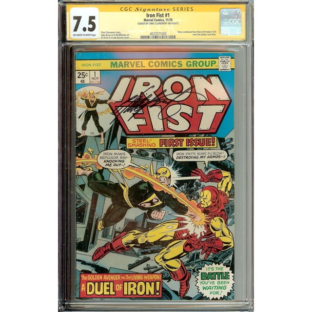 Iron Fist #1 CGC 7.5 Signé Chris Claremont