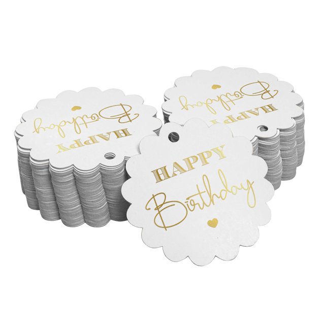 Inkdotpot Gold Foil Paper Hang Tags Happy Birthday Favor Tags 100 Piece