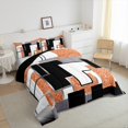 thumbnail image 4 of YST Abstract Geometric Down Comforter Orange Black Grey White Bedding Set Full For Kids Aduts Modern Fashion Room Decor Grids Sequins Comforter Set Geometry Square Quilt Duvet, 4 of 6