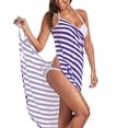 thumbnail image 2 of Maillot de Bain pour Femme, Robe Serviette de Plage pour Piscine, Rayures Rugueuses Bleu G, 2 of 8