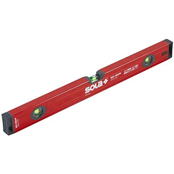 SOLA LSB24M Big Red Aluminum Magnetic Box Beam Level with 3 60% Magnified Vials, 24-Inch
