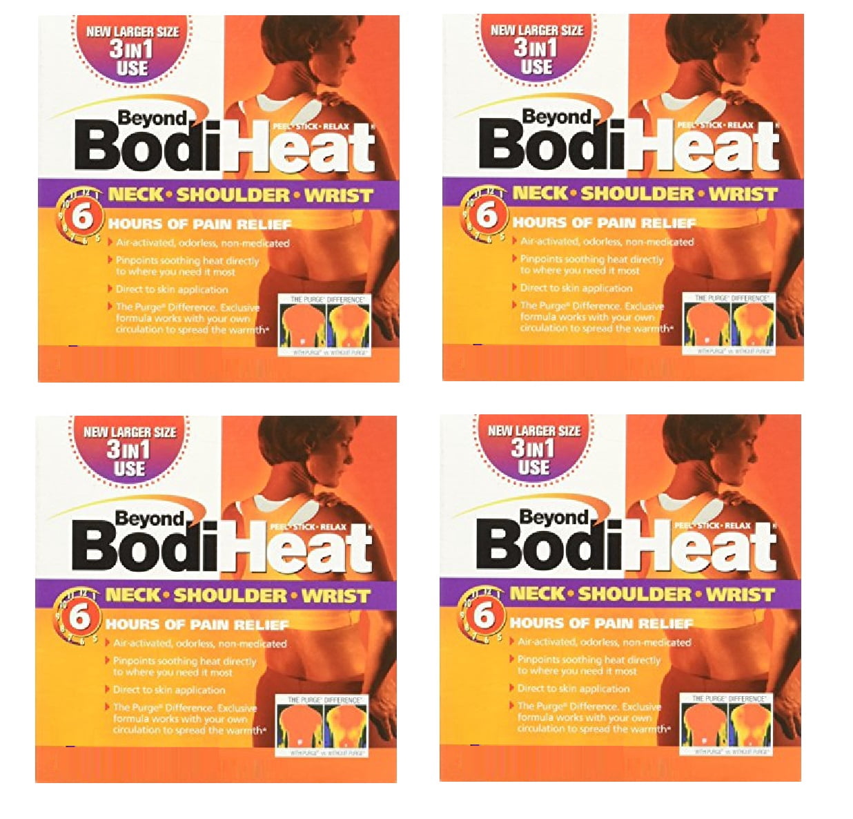 Beyond BodiHeat, Neck, Shoulder, Wrist Heating Pad, 6 Hours of Pain Relief, 4 Count