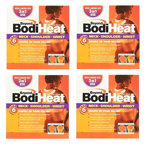 Beyond BodiHeat, Neck, Shoulder, Wrist Heating Pad, 6 Hours of Pain Relief, 4 Count