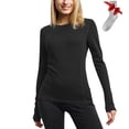 thumbnail image 2 of Yuyuzo Chandails à Manches Longues pour Femmes, Couche de Base Thermique Légère, T-Shirts à Col Rond, Hauts Chauds et Confortables avec Chaussettes, 2 of 7