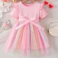 thumbnail image 2 of MIASHUI Robe Tutu en Tulle pour Bébé Fille, Tout-Petit, à Volants, Manches Courtes, Fleur, Princesse, Robe d'Été de Fête, Rose, 4-5 Ans, 2 of 3