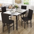 thumbnail image 3 of Stmoze Marble Dining Table Set for 4, Faux Marble Retangle Kitchen Table and Chairs Set, 5 Pieces Dining Table Set with 4 Velvet Dining Chairs, Dining Room Set for Small Space, White+Black, 3 of 8