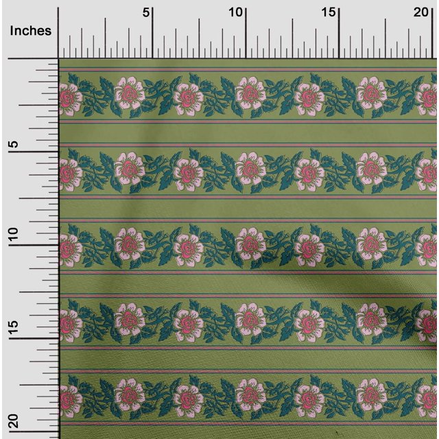 oneOone Viscose Chiffon Fabric Leaves & Floral Block Print Sewing Fabric BTY 42 Inch Wide