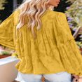 thumbnail image 4 of Womens Bell Sleeve Blouse Crewneck Lace Tops Floral Textured Babydoll Shirts, 4 of 5