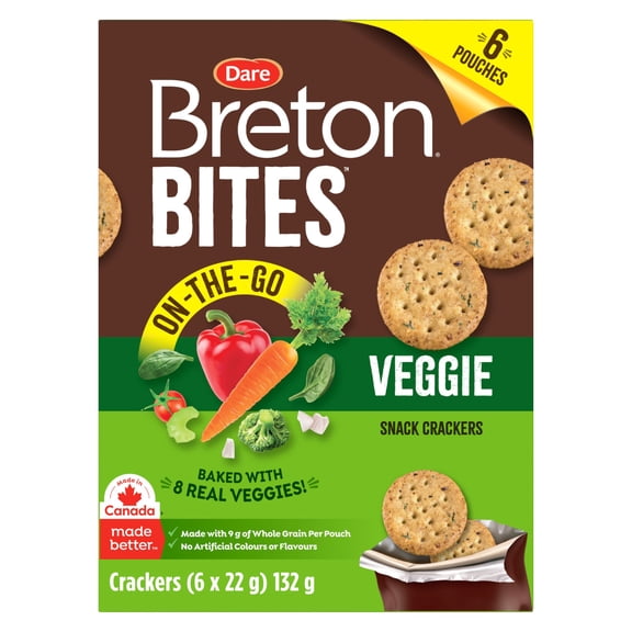 Craquelins Breton Bouchées Légumes sachets pour emporter, 132g (6 sachets)