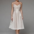 thumbnail image 4 of Hontri Robes de Soirée pour Femmes Robe Trapèze en Dentelle avec Appliqués Longue Robe de Mariée pour la Mariée en Mousseline Boho Robes de Mariée avec Fente Robes d'Invitée de Mariage pour Femmes Beige,G, 4 of 9