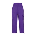 thumbnail image 4 of GreatBaby Girls Solid Color Cargo Jogger Pants Multi-Pocket Trousers with Drawstring Kids Casual Fall Spring Everyday Bottoms, 4 of 6