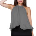thumbnail image 2 of Weiqiqre Women's Clothing Adjustable Tie Neckline Ruffle Hem Sleeveless Flowy Halter Tops, 2 of 7