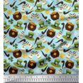 thumbnail image 1 of Soimoi Modal Satin Fabric Coin Pot & Cups Printed Craft Fabric by The Yard 42 Inch Wide, 1 of 3