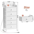 thumbnail image 2 of GUNAITO Commode à DEL pour Chambre avec 5 Tiroirs, Haute et Étroite, Commode de Rangement en Tissu pour Adultes, Blanc, 2 of 8
