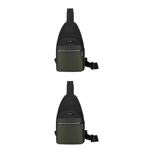 kurtrusly Hands Free No Burden Outdoors Chest Bag Soft Polyster Large Capacity Easy To Carry Chest Bag For Men green 2Set