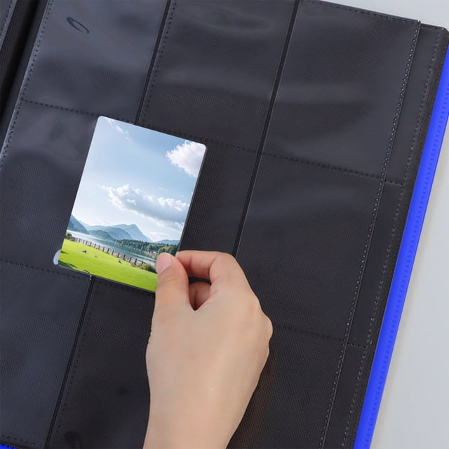 Trading Card Binder,9-Pocket Trading Card Binder, Multiple Pocket 360 Side-Loading Album with Straps for Sports Football Cards