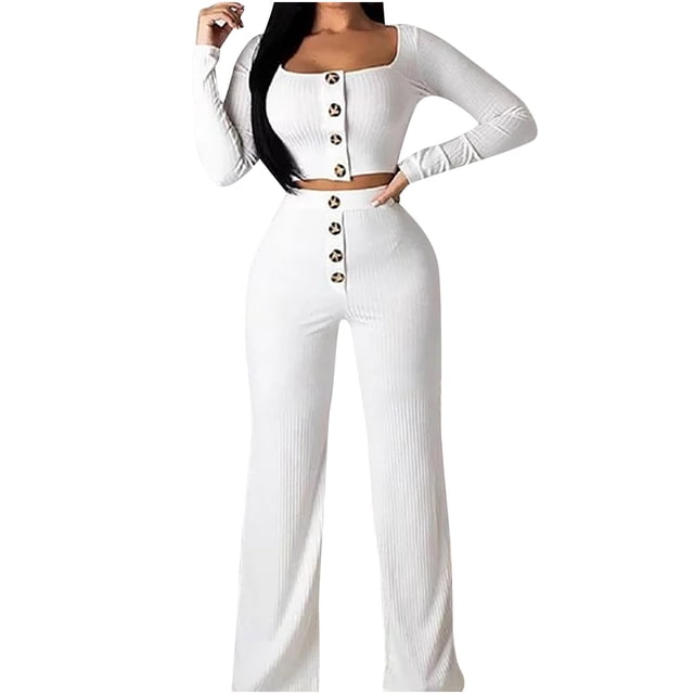 PVCS Ensemble Décontracté pour Femmes, Cardigan à Manches Longues Uni, Coupe Ajustée, Pantalon Boutonné