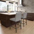 thumbnail image 2 of Amisco Perry Plus 26" Faux Leather Counter Stool in Taupe Gray/Dark Brown, 2 of 9