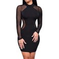 thumbnail image 1 of Womens Bandage Bodycon Mesh Dress Long Sleeve Evening Party Mini Dress, 1 of 6