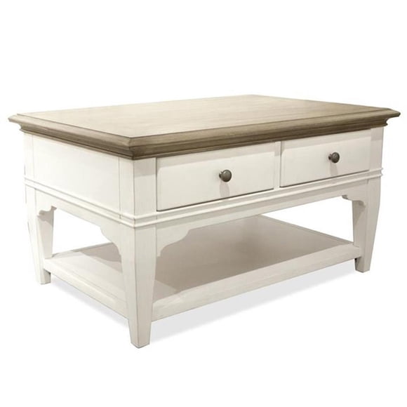 Riverside Furniture Myra Table Basse en Bois avec Petits Pieds en Naturel/blanc Papier