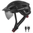 thumbnail image 1 of LIXADA HT003 Bicycle Helmet with Detachable Goggles, Visor & Built-in Rechargeable Tail Light - PC Shell & High Density EPS Construction, 54-62cm Head Circumference, 306g Lightweight Design (Black), 1 of 6