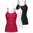 thumbnail image 1 of Charmo Débardeurs à Encolure Dégagée en Coton pour Femmes, Lot de 3, Bretelles Spaghetti Ajustables, sous-Maillots avec Soutien-Gorge Intégré, 1 of 7
